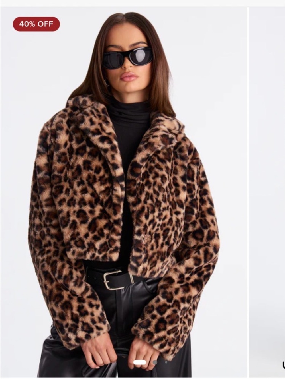 Fashion Nova Leopard Print Faux Fur Cropped Jacket - Brown/Black
